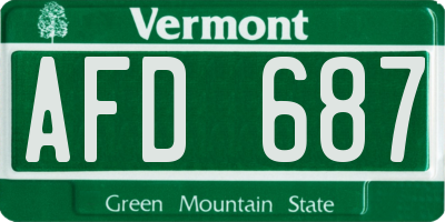 VT license plate AFD687