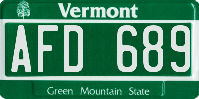 VT license plate AFD689