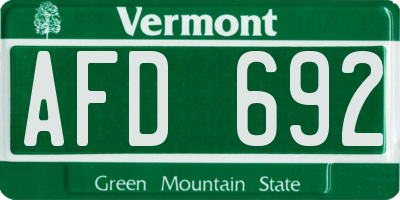 VT license plate AFD692