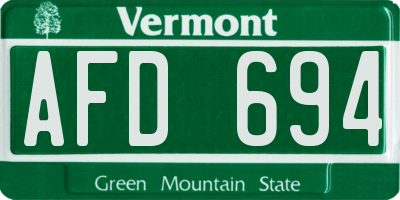 VT license plate AFD694