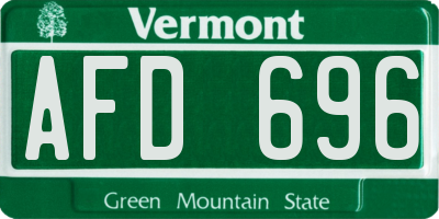 VT license plate AFD696