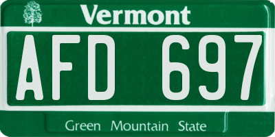 VT license plate AFD697