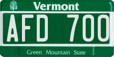 VT license plate AFD700