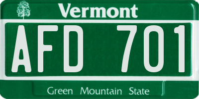 VT license plate AFD701
