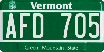 VT license plate AFD705