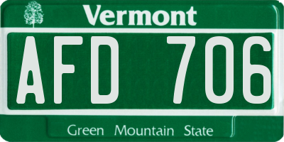 VT license plate AFD706