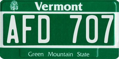 VT license plate AFD707
