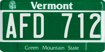 VT license plate AFD712