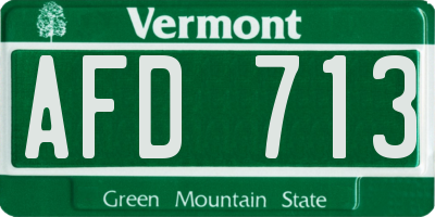 VT license plate AFD713