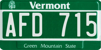 VT license plate AFD715