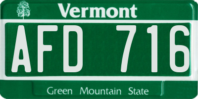 VT license plate AFD716