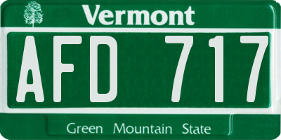 VT license plate AFD717