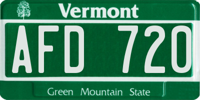 VT license plate AFD720