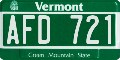 VT license plate AFD721