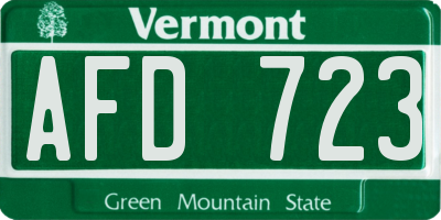 VT license plate AFD723