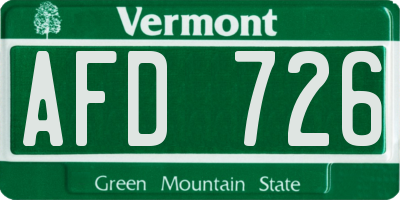 VT license plate AFD726