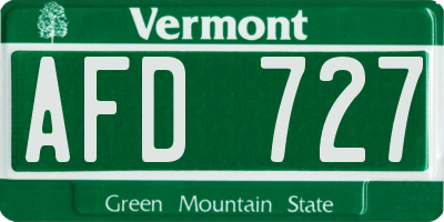 VT license plate AFD727