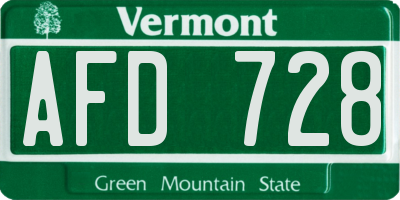 VT license plate AFD728
