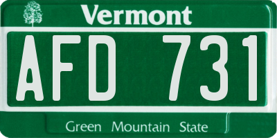 VT license plate AFD731