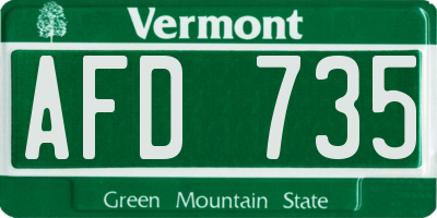 VT license plate AFD735