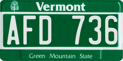 VT license plate AFD736