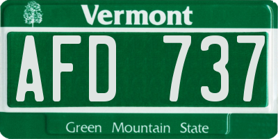 VT license plate AFD737