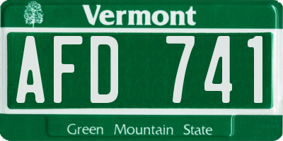 VT license plate AFD741