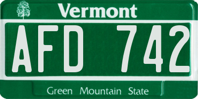 VT license plate AFD742