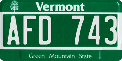 VT license plate AFD743