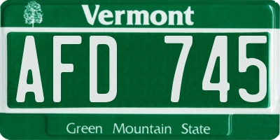 VT license plate AFD745