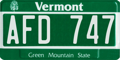 VT license plate AFD747