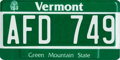 VT license plate AFD749
