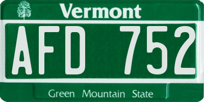 VT license plate AFD752