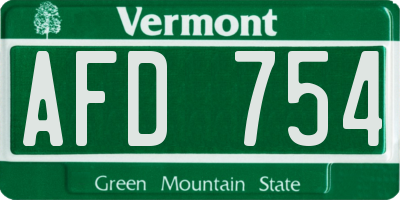 VT license plate AFD754