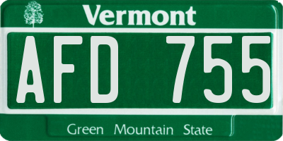 VT license plate AFD755