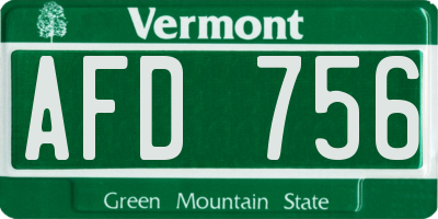 VT license plate AFD756