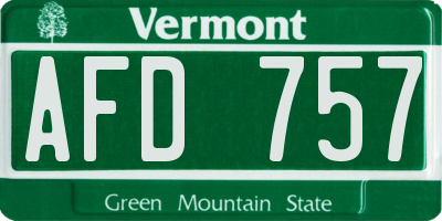 VT license plate AFD757