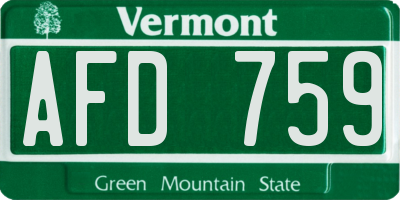VT license plate AFD759