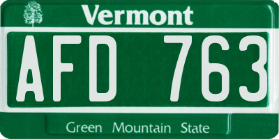 VT license plate AFD763