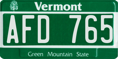 VT license plate AFD765
