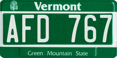 VT license plate AFD767