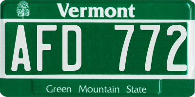 VT license plate AFD772
