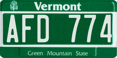 VT license plate AFD774