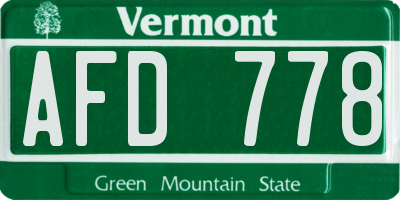 VT license plate AFD778