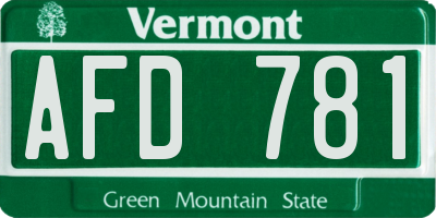 VT license plate AFD781