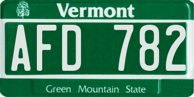 VT license plate AFD782