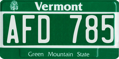 VT license plate AFD785