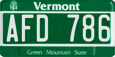 VT license plate AFD786