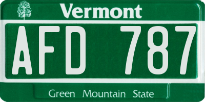VT license plate AFD787