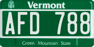 VT license plate AFD788
